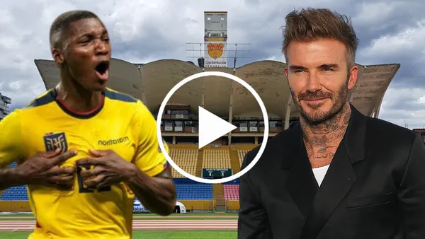 Moisés Caicedo y David Beckham en el Estadio Olímpico Atahualpa (Foto tomada de: Primicias/El Telégrafo/FEF)