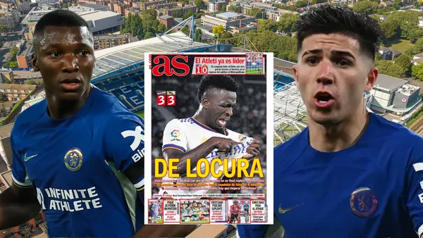 Moisés Caicedo y Enzo Fernández en Stamford Bridge (Foto tomada de: Wikipedia/Chelsea/London/El Español)