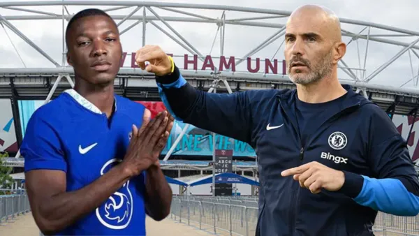 Moisés Caicedo y Enzo Maresca (Foto tomada de: Londres/Chelsea)