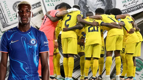 Moisés Caicedo y jugadores de La Tri (Foto tomada de: Los Ángeles/Chelsea/La Tri)