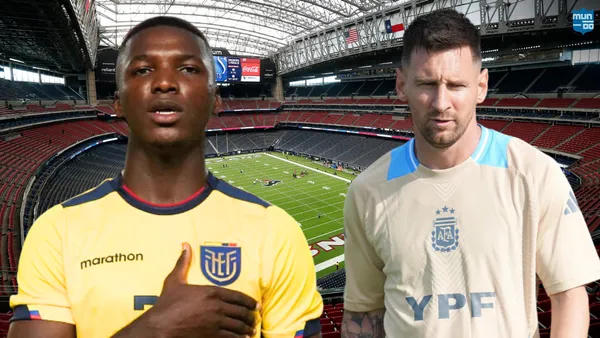 Moisés Caicedo y Lionel Messi (Foto tomada de: Mundo NFL/Moisés Caicedo/AFA)