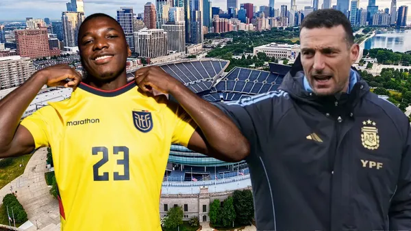 Moisés Caicedo y Lionel Scaloni en Soldier Field (Foto tomada de: Wikipedia/A24/ESPN)