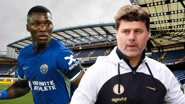Moisés Caicedo y Mauricio Pochettino en Stamford Bridge (Foto tomada de: Wikipedia/Chelsea/Icon Sport)