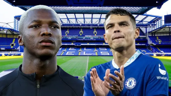 Moisés Caicedo y Thiago Silva en Stamford Bridge (Foto tomada de: Moisés Caicedo/TimeOut/EuroSport)