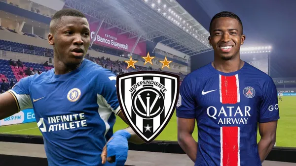 Moisés Caicedo y Willian Pacho (Foto tomada de: Wikipedia/X/Chelsea)