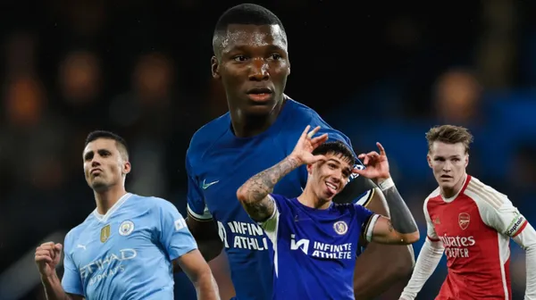 Moisés Caidedo, al lado Rodri, Fernández y Odegaard. FOTO: Transfermarkt