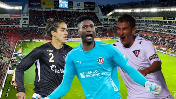 Norberto Araujo, Patricio Urrutia, Alexander Domínguez. Foto tomada de: Liga de Quito/Conmebol