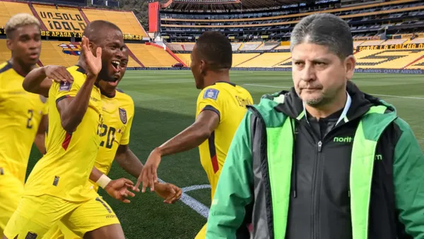 Óscar Villegas y jugadores de La Tri (Foto tomada de: Barcelona SC/La Tri/Récord)