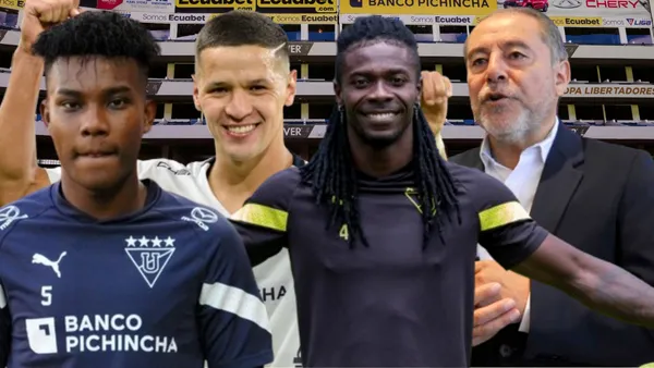 Óscar Zambrano, Ricardo Adé, Alex Arce e Isaac Álvarez (Foto tomada de: La Red/Liga de Quito/API)