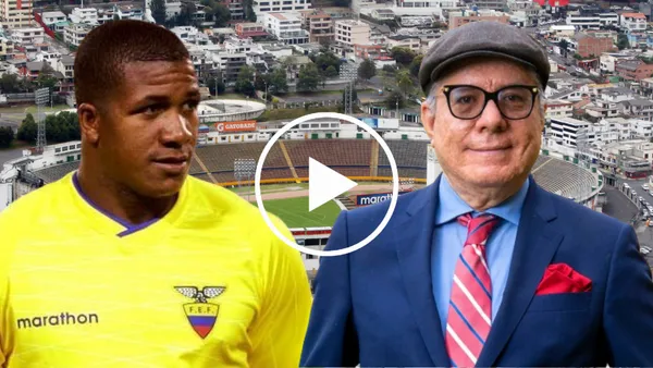 Otilino Tenorio y Vito Muñóz en el Estadio Olímpico Atahualpa (Foto tomada de: Wikipedia/FEF/El Universo)