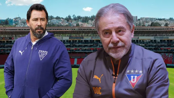 Pablo Sánchez e Isaac Álvarez (Foto tomada de: Liga de Quito/API)