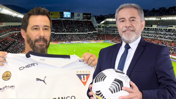 Pablo Sánchez e Isaac Álvarez (Foto tomada de: Primicias/Liga de Quito)