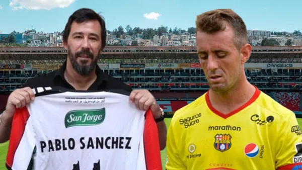 Pablo Sánchez y Damián Díaz (Foto tomada de: Liga de Quito/Palestino/API)