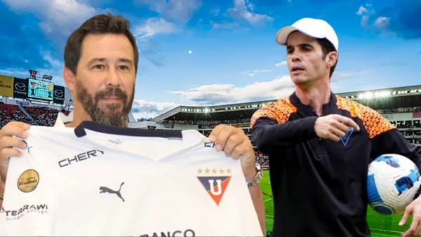 Pablo Sánchez y Josep Alcácer (Foto tomada de: Liga de Quito)