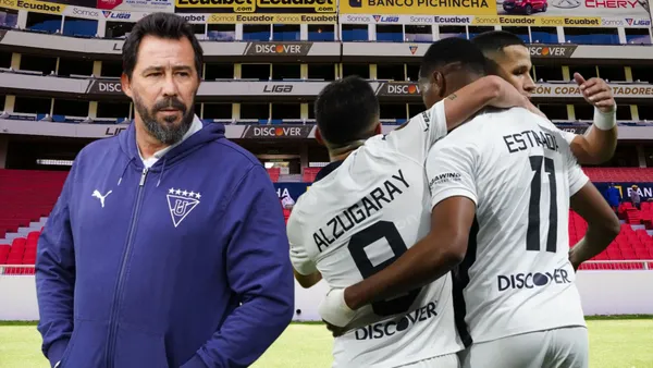 Pablo Sánchez y jugadores de Liga de Quito (Foto tomada de: Liga de Quito/API)