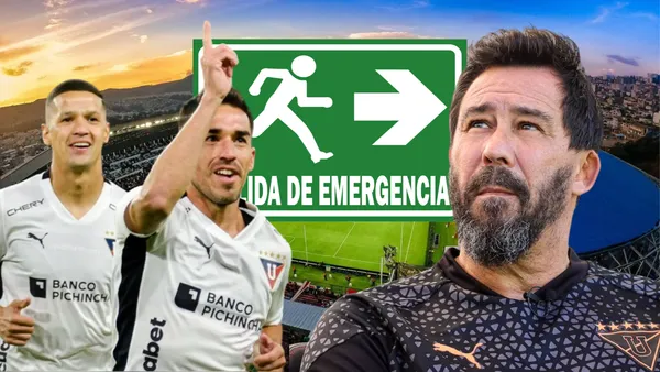 Pablo Sánchez y jugadores de Liga de Quito (Foto tomada de: Liga de Quito/API/AC Planeta Fuego)