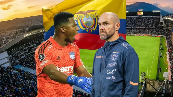 Pedro Ortiz enojado, Félix Sánchez serio. Foto tomada de: La Tri/Emelec