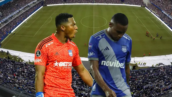 Pedro Ortiz enojado, jugador de Emelec triste. Foto tomada de: Emelec