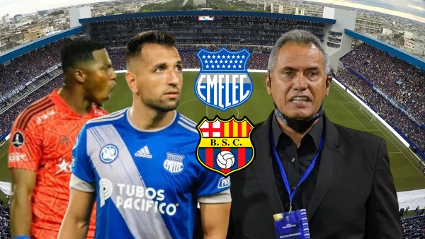 Pedro Ortiz gritando, Aníbal Leguizamón observando y Hernán Torres. Foto tomada de: BSC/Emelec/PES Logos