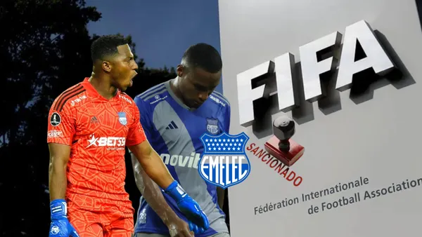 Pedro Ortiz gritando, jugador de Emelec triste. Foto tomada de: FIFA/Emelec