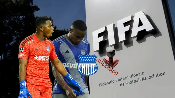 Pedro ortiz gritando, Valencia triste, escudo Emelec, edificio FIFA. Foto tomada de: 24 Horas/Juicios/Emelec