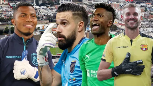 Pedro Ortiz, Hernán Galíndez, Alexander Domínguez y Javier Burrai (Foto tomada de: Wikipedia/Extra/API/Barcelona SC)