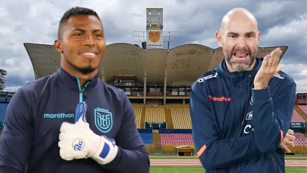 Pedro Ortiz y Félix Sánchez en el Estadio Olímpico Atahualpa (Foto tomada de: Primicias/Extra/El Canal del Fútol)