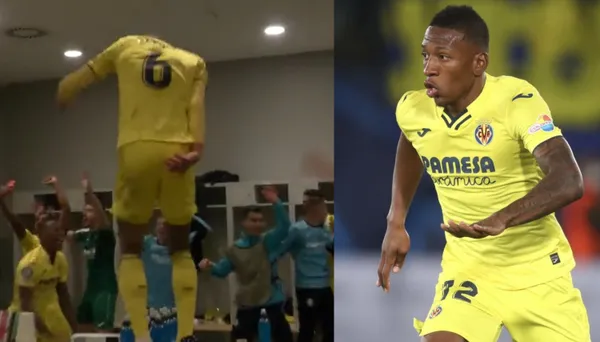 Pervis Estupiñán festejó con sus compañeros luego de la victoria frente al Bayern Munich