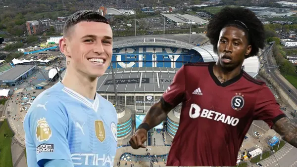 Phil Foden y Angelo Preciado (Foto tomada de: Goal/Sparta Praga/Sport)