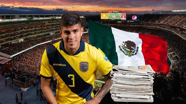 Piero Hincapié, bandera de México. Foto tomada de: La Tri/Expansión Política