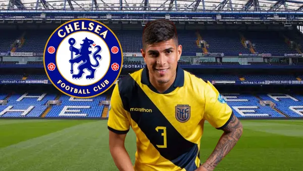 Piero Hincapié, escudo Chelsea. Foto tomada de: Conmebol/La Tri/PesLogos