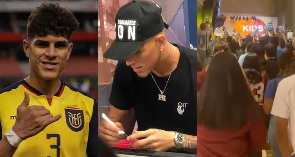 Piero Hincapié estuvo en un centro comercial de Guayaquil y muchos hinchas fueron a verlo