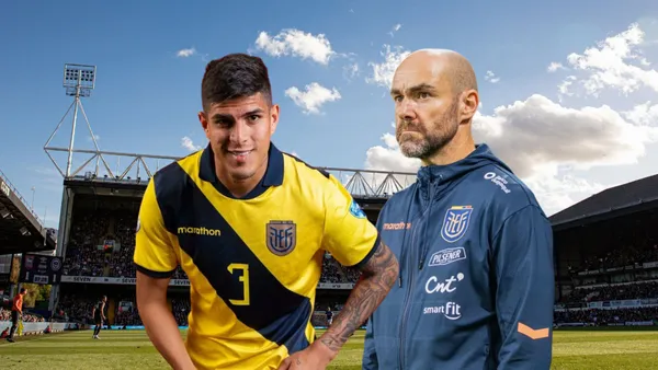 Piero Hincapié, Félix Sánchez Bas. Foto tomada de: Conmebol/La Tri