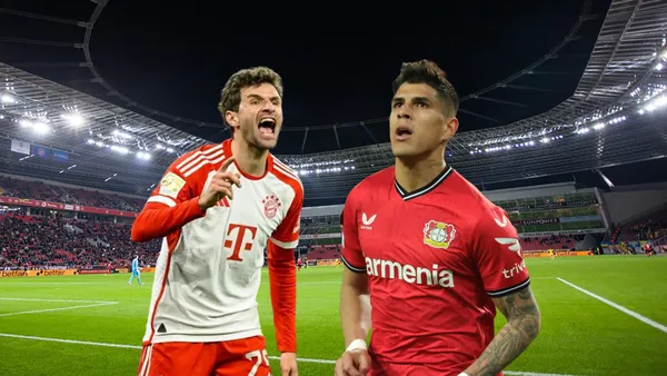 Piero Hincapié recibió la felicitación de un Thomas Müller muy enojado