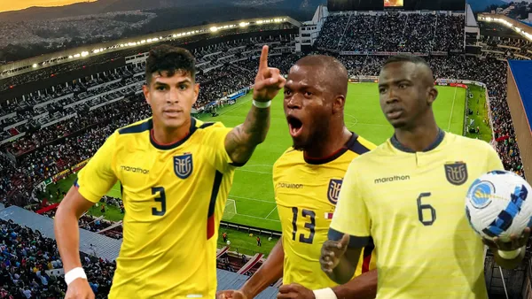 Piero Hincapié señalando, Enner Valencia gritando, Willian Pacho enojado. Foto tomada de: Transfermarkt