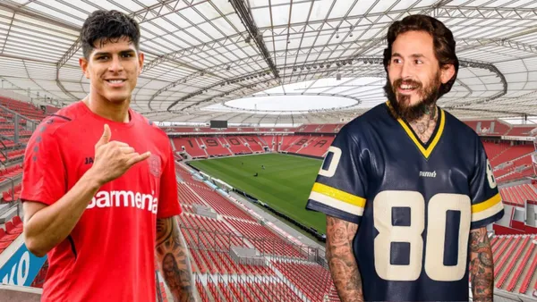 Piero Hincapié y Marlon Vera en el BayArena (Foto tomada de: Coda/Bayer Leverkusen/Chito Vera)