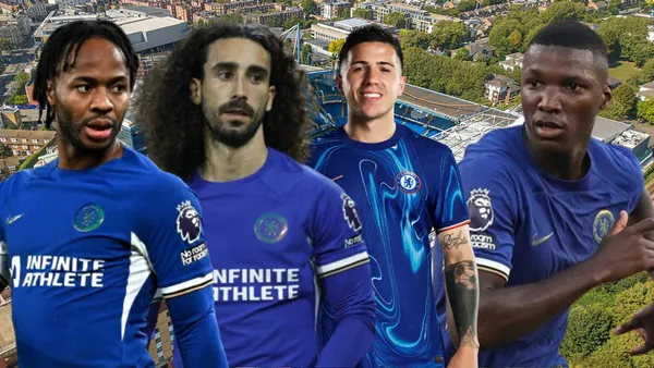Raheem Sterling, Marc Cucurella, Enzo Fernández y Moisés Caicedo (Foto tomada de: Wikipedia/Chelsea/Transfermarkt)
