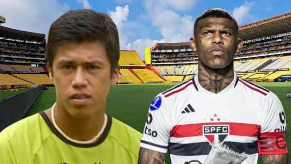 Robert Arboleda y Armando paredes en el Estadio Monumental (Foto tomada de: Barcelona SC/Archivo/Sao Paulo)