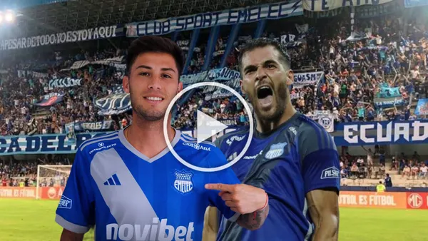 Rodrigo Rivero posando y Facundo Castelli gritando. Foto tomada de: Emelec/API