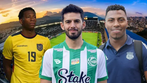 Ronie Carrillo, Pedro Ortiz y Gonzalo Plata (Foto tomada de: Liga de Quito/Gonzalo Plata/Emelec/Juventude)