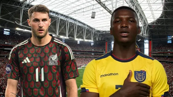 Santiago Giménez y Moisés Caicedo (Foto tomada de: Walter Moore/TV Azteca/Moisés Caicedo)