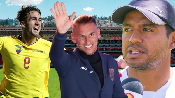 Sebastián Beccacece, Leonardo Campana y Franklin Salas (Foto tomada de: Liga de Quito/Wikipedia/El Universo/API)