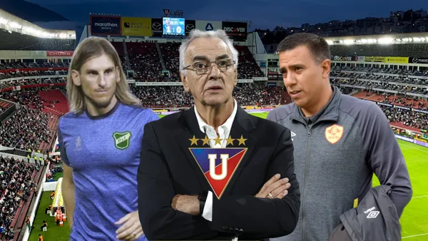 Sebastián Beccacece serio, Jorge Fossati atento, César Farías atento. Foto tomada de: Andina/Primicias