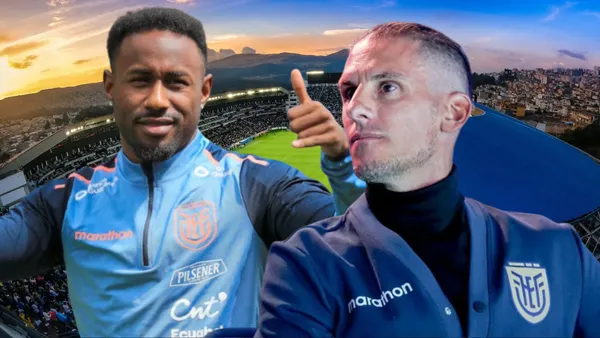 Sebastián Beccacece y John Yeboah (Foto tomada de: Liga de Quito/API/La Tri)