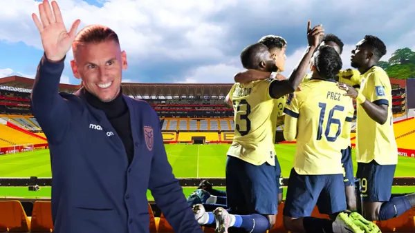 Sebastián Beccacece y jugadores de La Tri (Foto tomada de: Barcelona SC/La Tri/API)