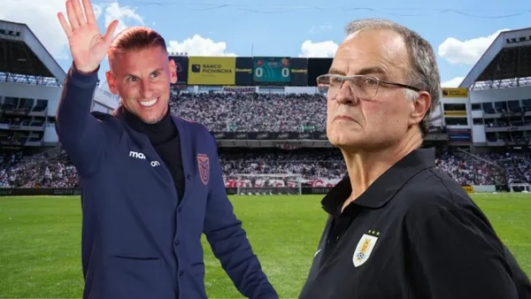 Sebastián Beccacece y Marcelo Bielsa (Foto tomada de: Liga de Quito/Copa América/API)
