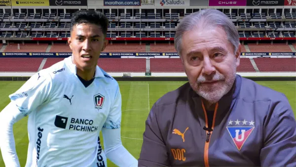 Sebastián González e Isaac Álvarez en el Estadio Rodrigo Paz (Foto tomada de: Primicias/API/La Red)