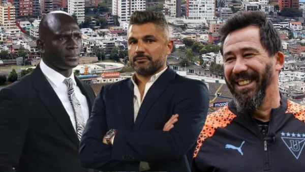 Segundo Alejandro Castillo, Javier Gandolfi y Pablo Sánchez (Foto tomada de: Wikipedia/API/Liga de Quito)