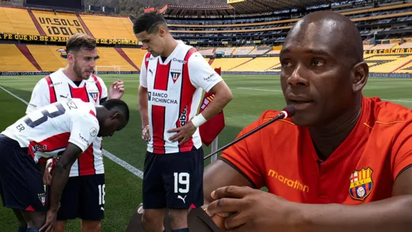 Segundo Alejandro Castillo y jugadores de Liga de Quito (Foto tomada de: Barcelona SC/API)