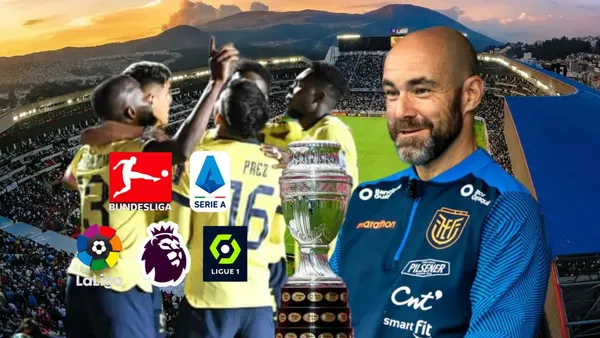 Selecci{on Ecuador festejando, Copa América, Félix Sánchez. Foto tomada de: La Tri/PES Logos